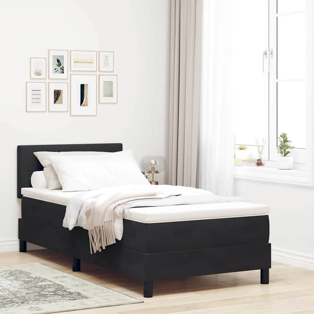 vidaXL Krevet s opruga kutije s uzglavljem Crna 100 x 200 cm Baršun - Venlo