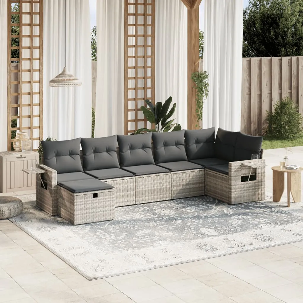 vidaXL 7-dijelni set vrtnih sofa svjetlosivi od poliratana - Venlo