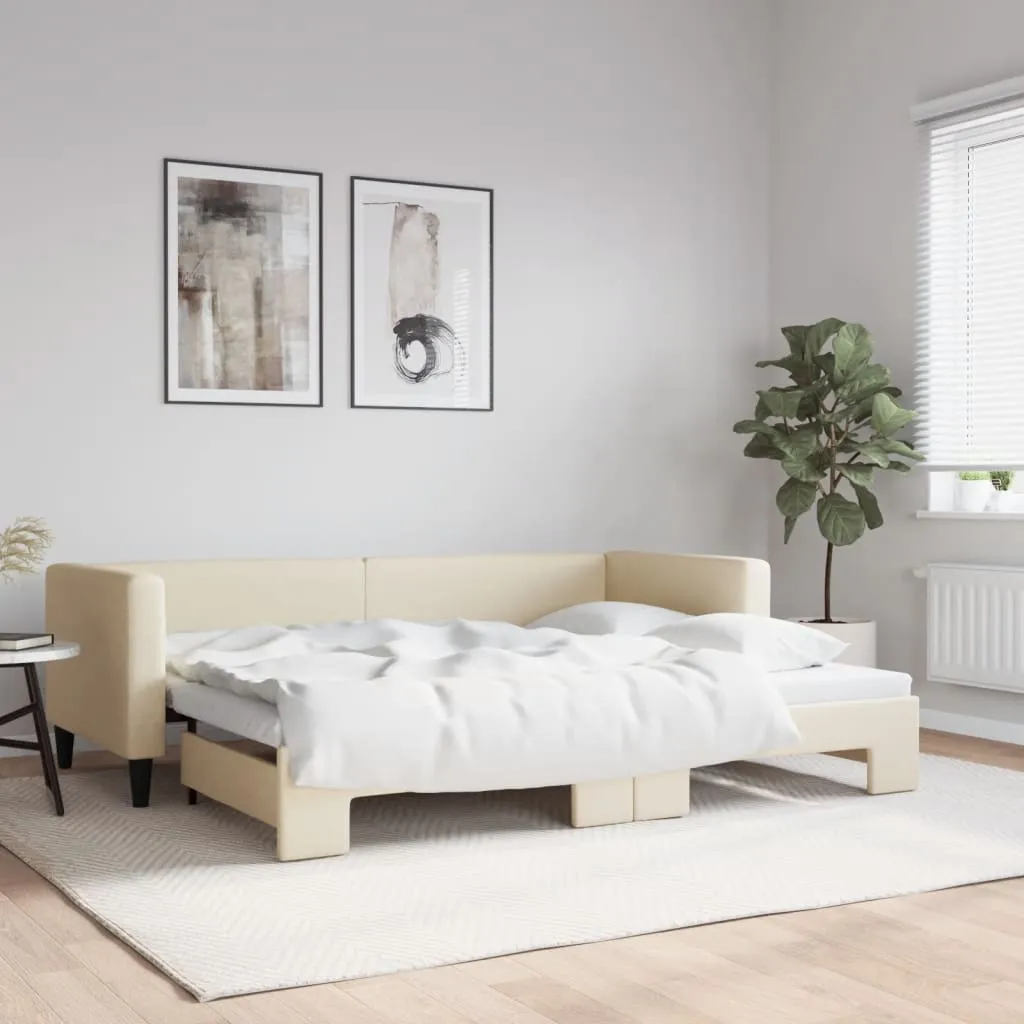 vidaXL Dnevni krevet na razvlačenje krem 80 x 200 cm od tkanine - Venlo