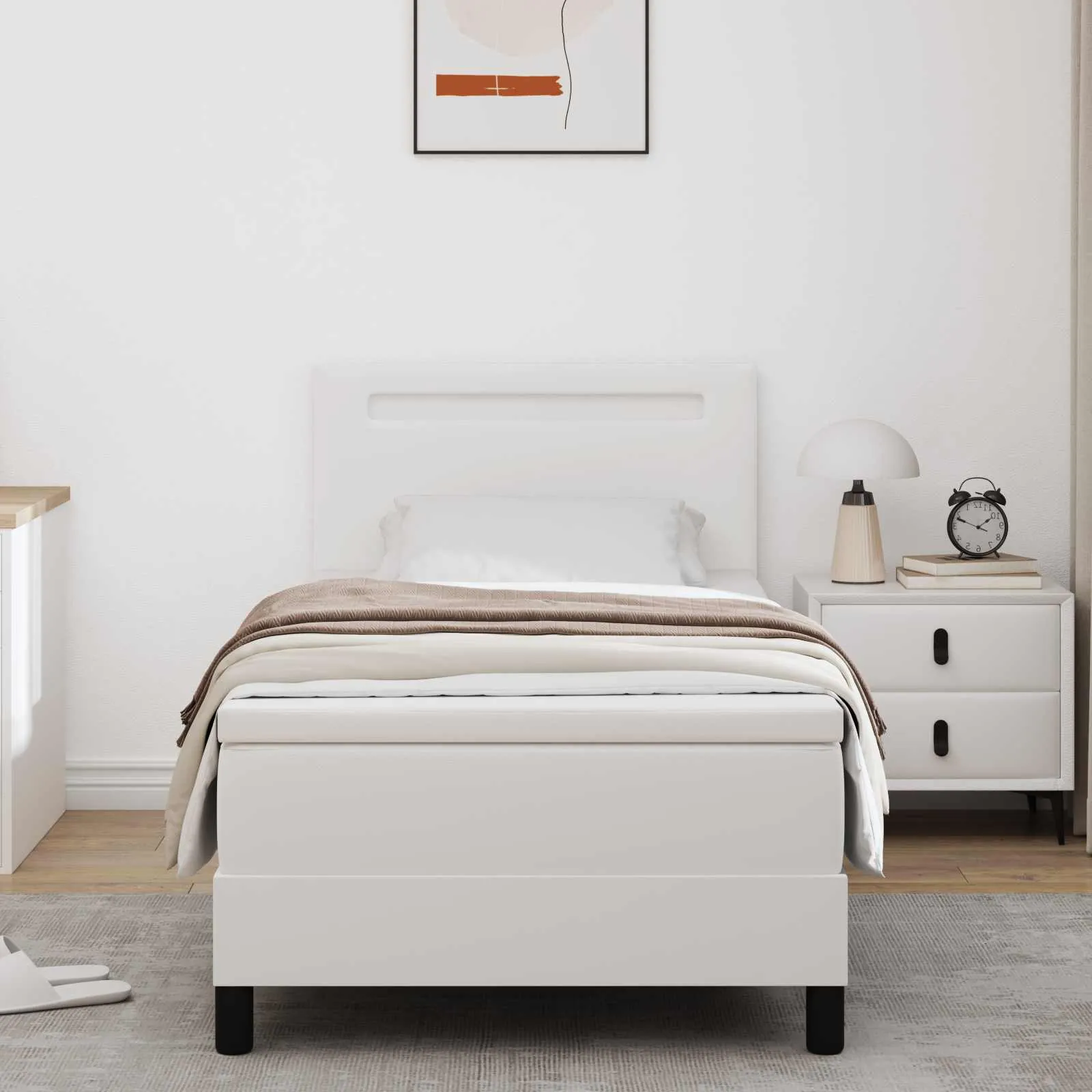 vidaXL Krevet s opruga kutije Bijelo 100 x 200 cm Umjetna koža - Venlo