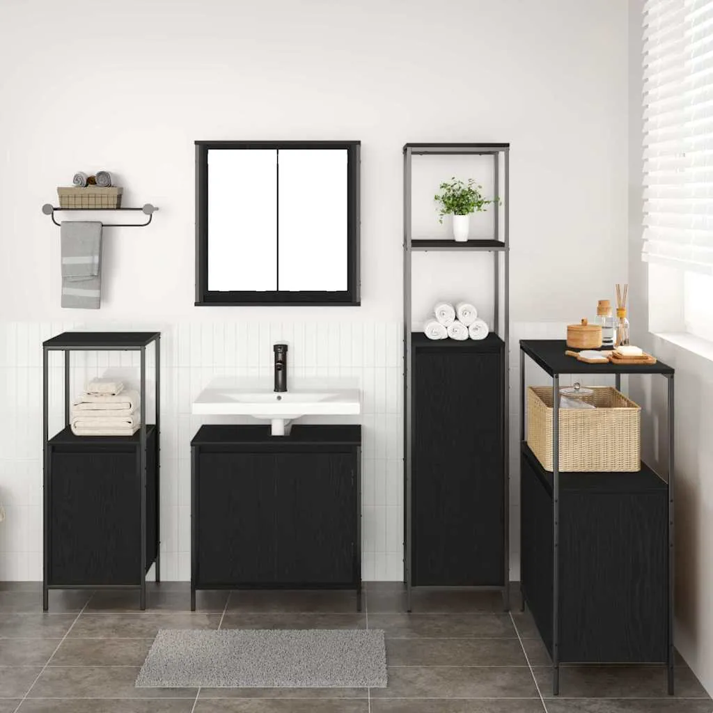 vidaXL Set namještaja za kupaonicu 5 kom. Crni hrast 36 x 35 x 165 cm - Venlo