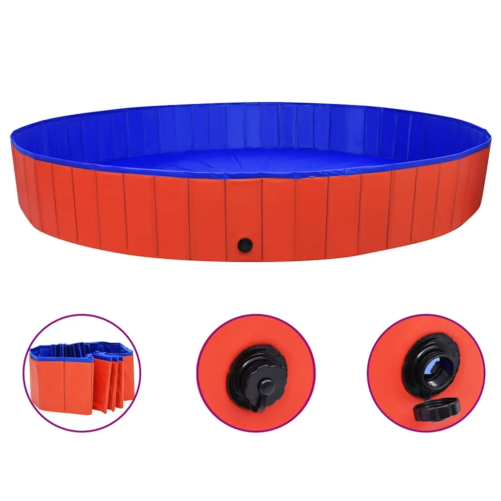 vidaXL Sklopivi bazen za pse crveni 300 x 40 cm PVC - Venlo