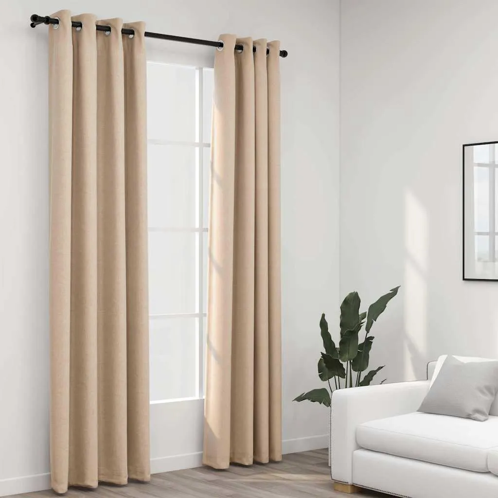 vidaXL Zavjese za zamračivanje s prstenima 2 kom bež 140x225 cm - Venlo