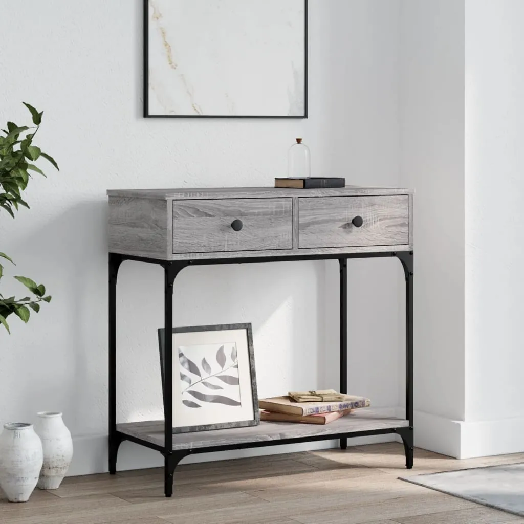 vidaXL Konzolni stol siva boja hrasta 75x34,5x75 cm konstruirano drvo - Venlo