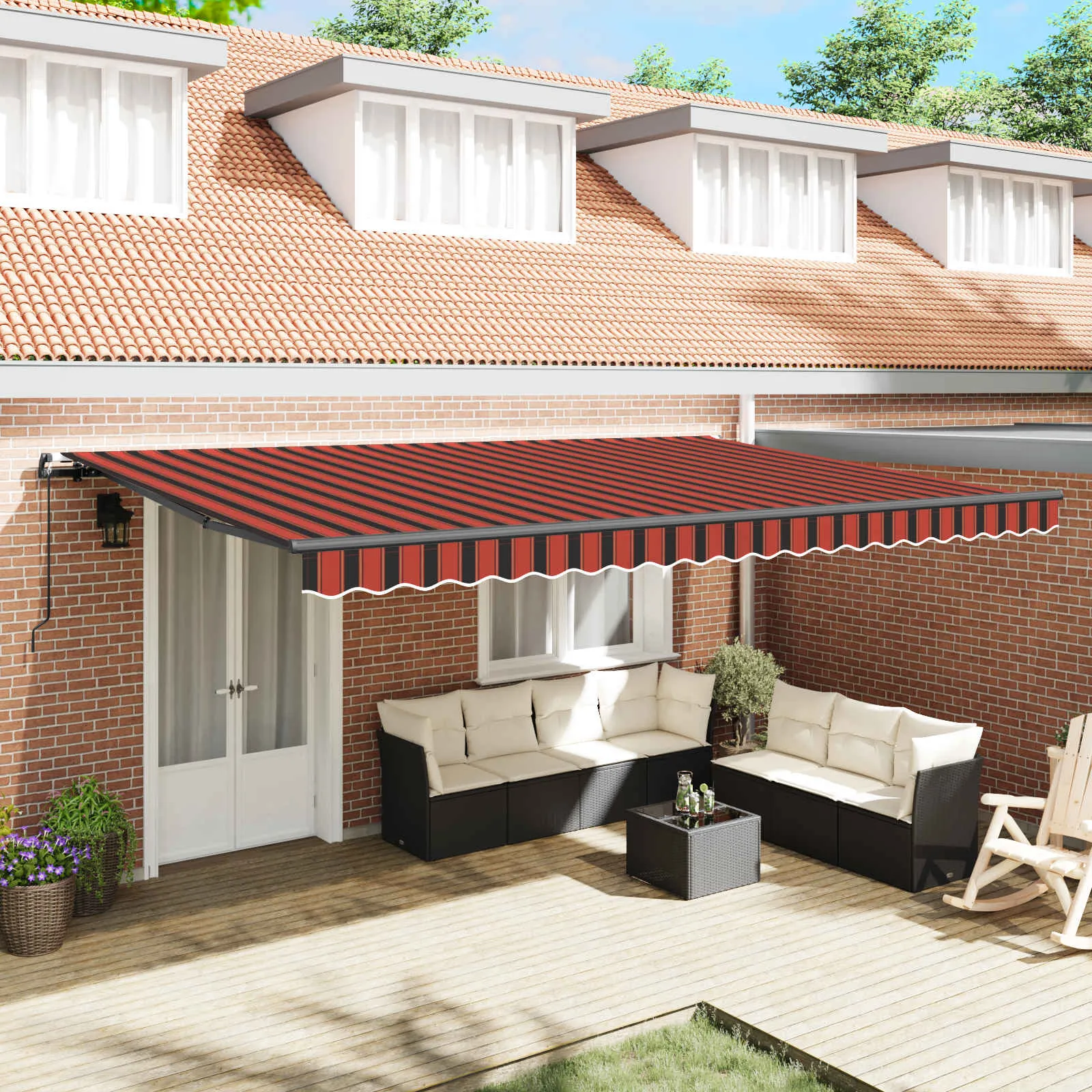 vidaXL Povlačivi tende narančasta i smeđa 500 × 300 cm - Venlo