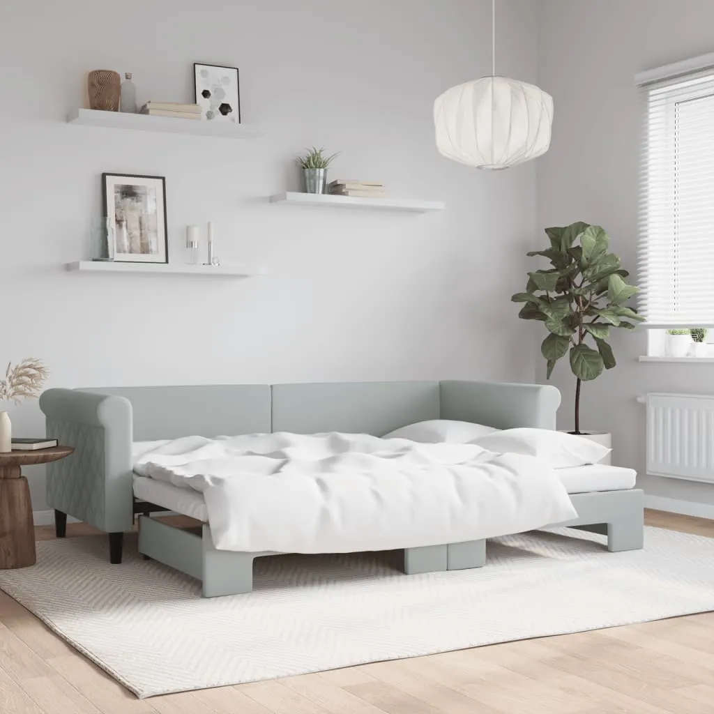 vidaXL Dnevni krevet na razvlačenje svjetlosivi 80 x 200 cm baršunasti - Venlo