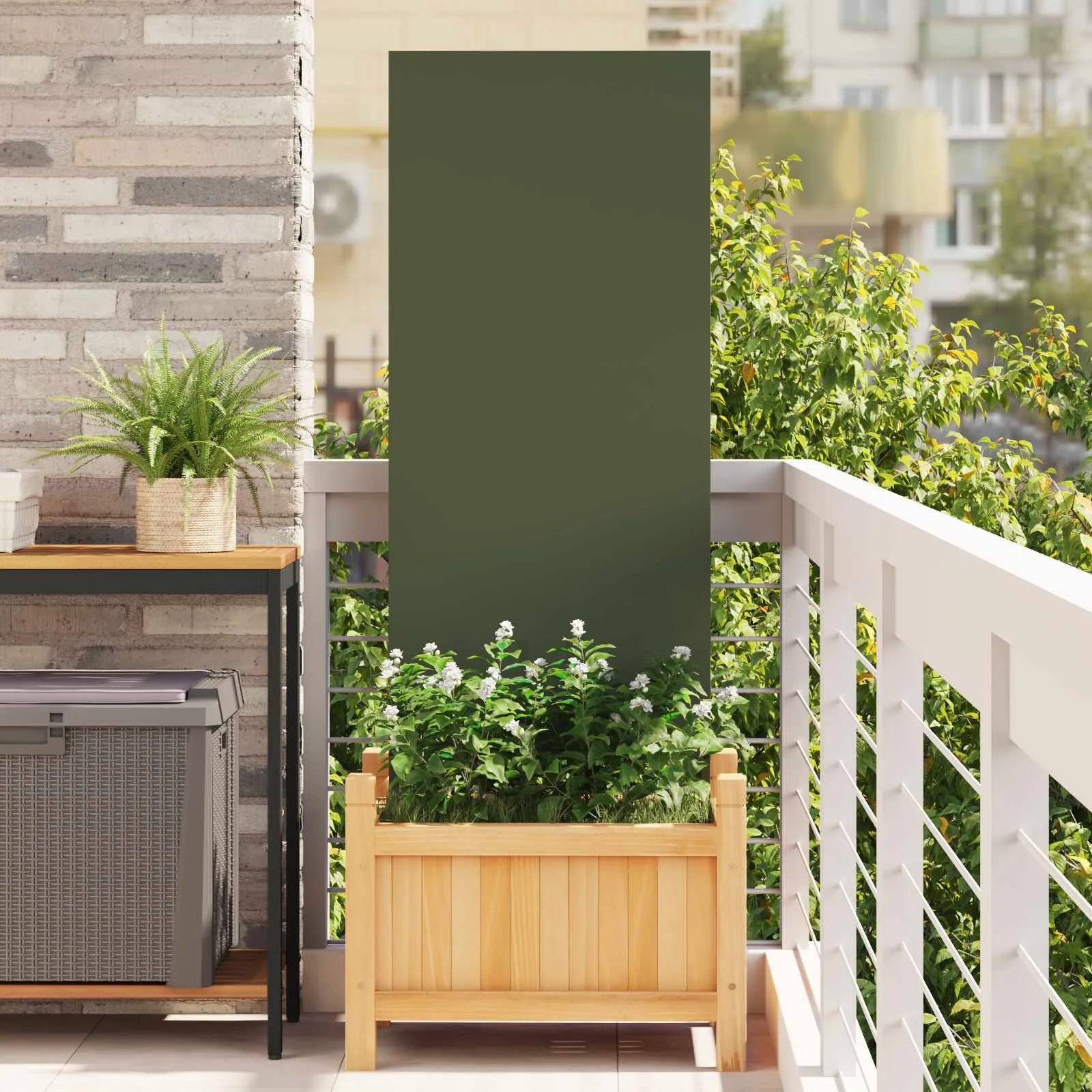 vidaxl privatnost u vrtu rezbarija maslinovo zelena 50 x 140 cm - slika 1