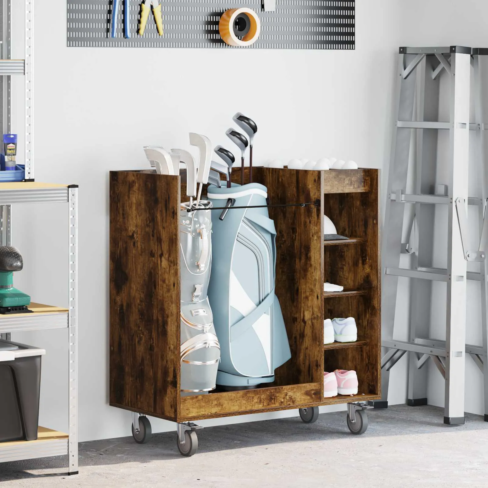 vidaxl golf ormar s kotačem jednobojno dimljeni hrast 90 x 45 x 98 cm - slika 1