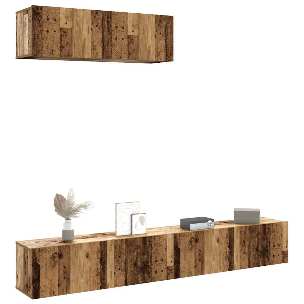 vidaxl 3-dijelni zidni set tv ormarića staro drvo 100x30x30 cm - slika 1