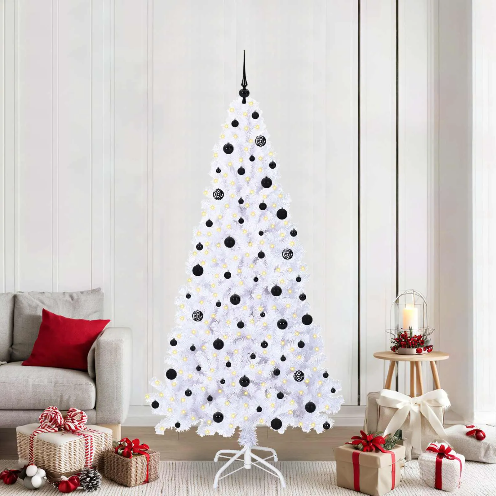 vidaxl umjetno božićno drvce s stalakom bijelo 210 cm pvc i čelik - slika 1