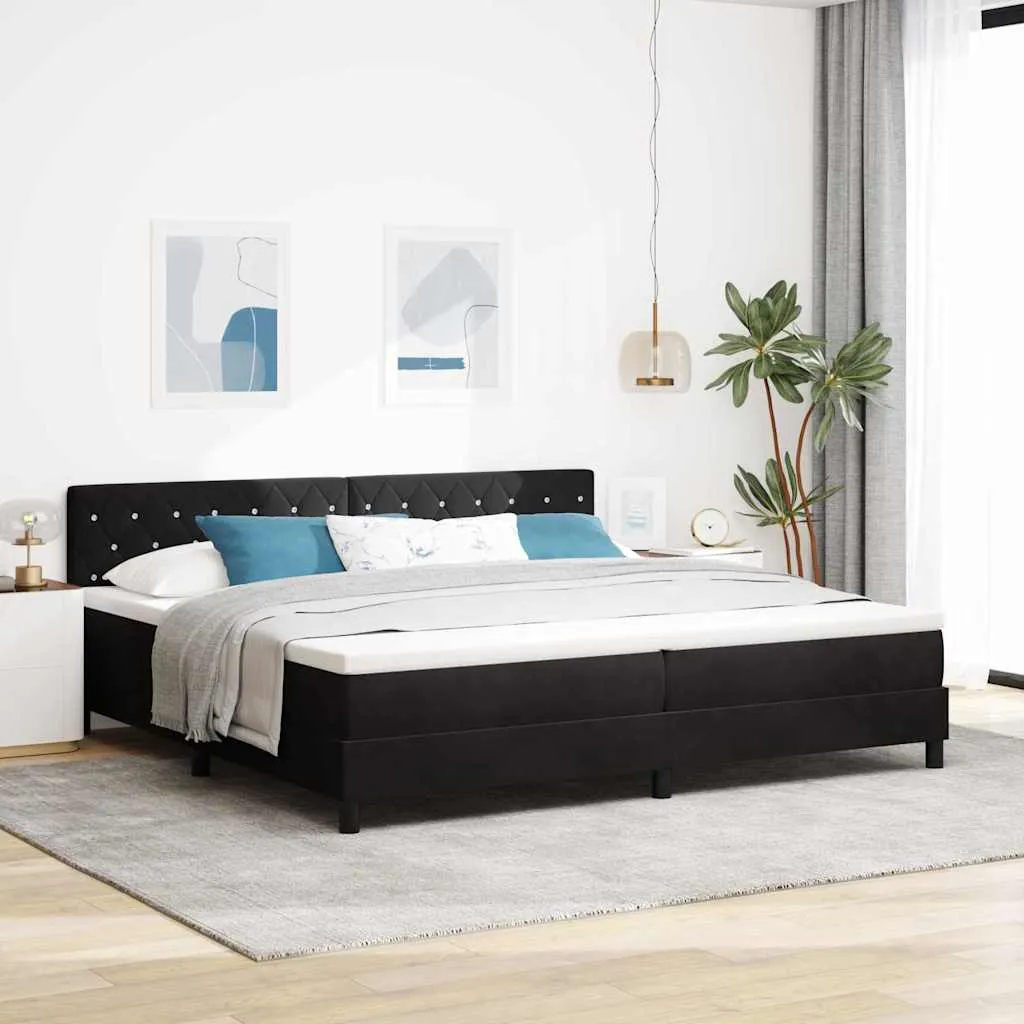 vidaXL Krevet s opruga kutije s madracem Crna 200 x 200 cm Baršun - Venlo