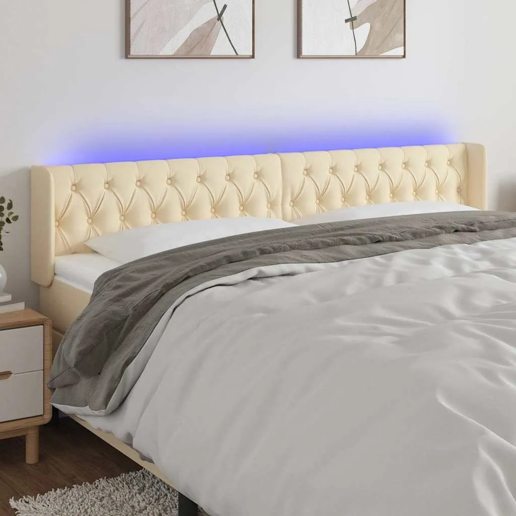 vidaXL LED uzglavlje krem 183x16x78/88 cm od tkanine - Venlo