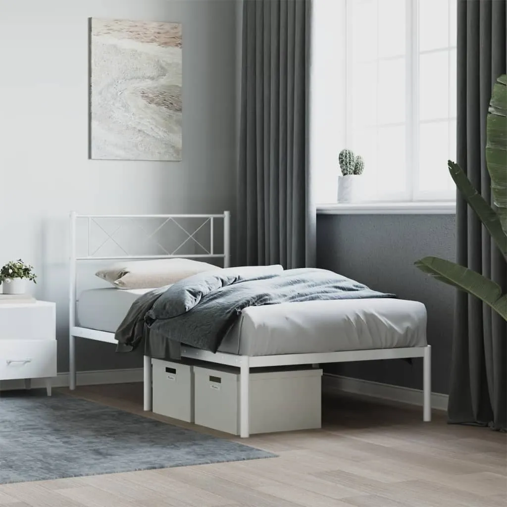 vidaXL Metalni okvir za krevet s uzglavljem bijeli 90x200 cm - Venlo