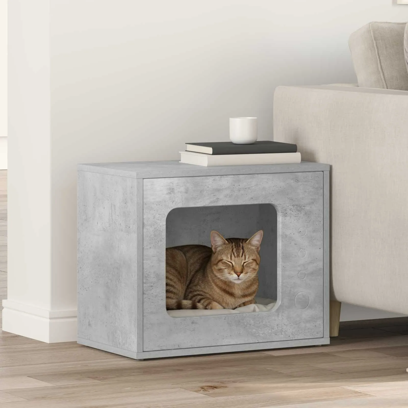 vidaxl mačja kuća beton 51 x 30 x 42,5 cm konstruirano drvo - slika 1