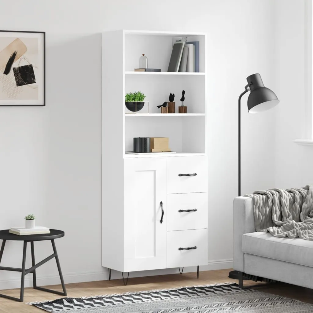 vidaXL Visoka komoda bijela 69,5x34x180 cm konstruirano drvo - Venlo