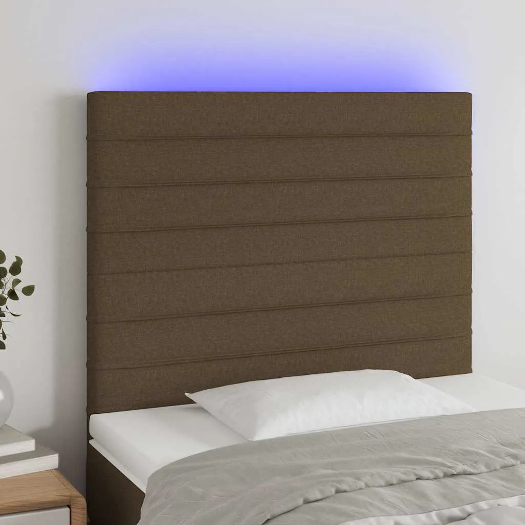 vidaXL LED uzglavlje tamnosmeđe 100x5x118/128 cm od tkanine - Venlo