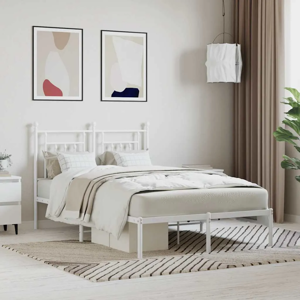 vidaXL Metalni okvir za krevet s uzglavljem bijeli 120 x 190 cm - Venlo