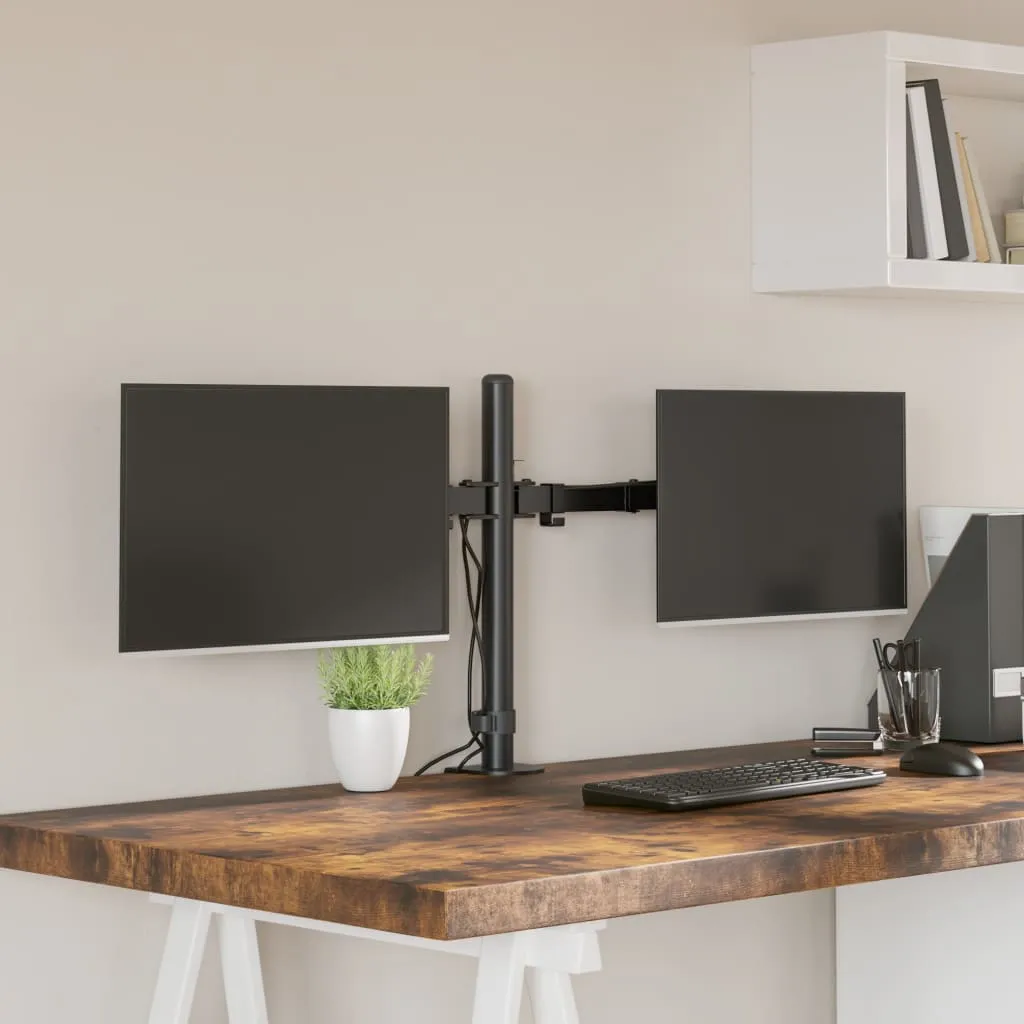 vidaXL Dvostruki nosač za monitor crni čelični VESA 75/100 mm - Venlo