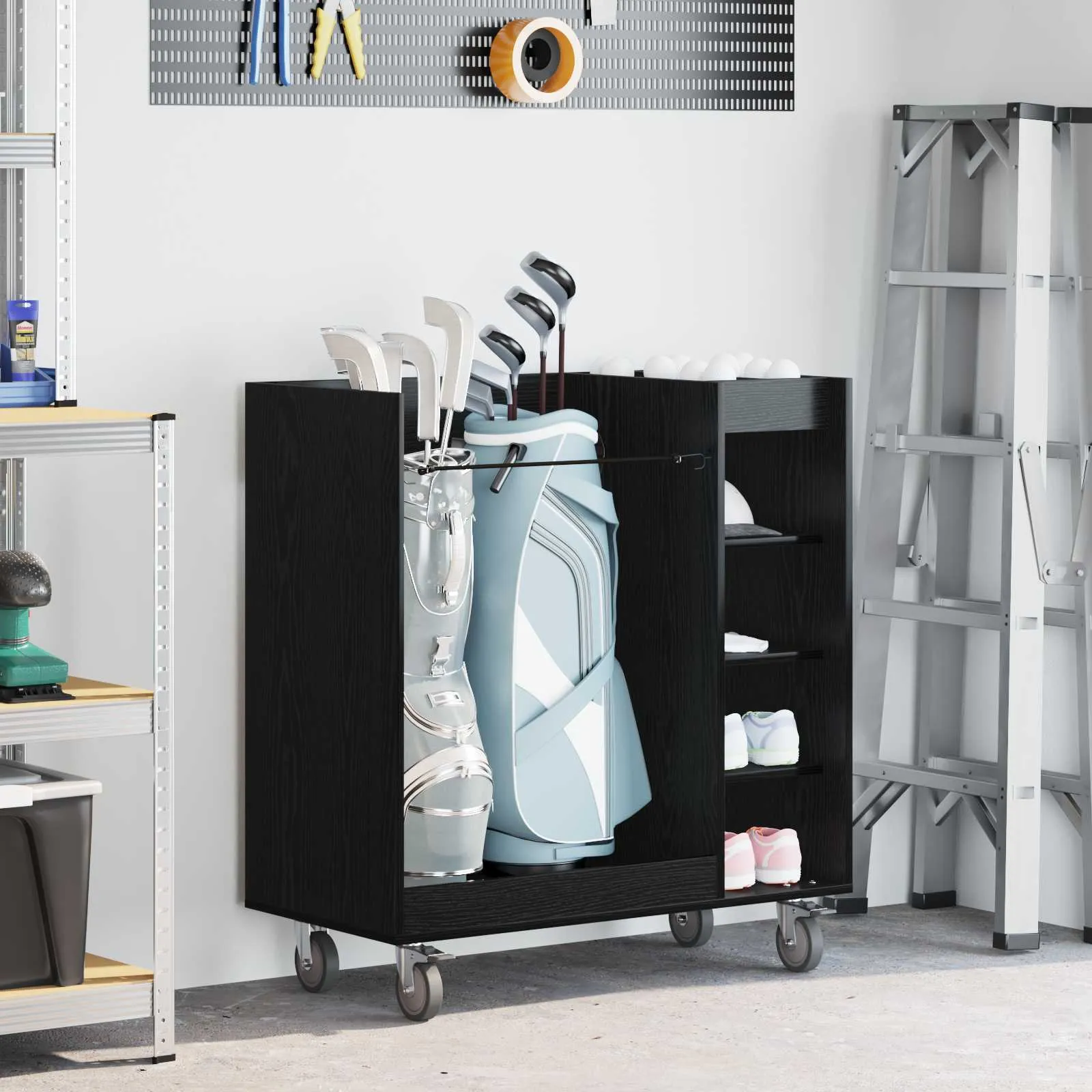 vidaxl golf ormar s kotačem jednobojno crni hrast 90 x 45 x 98 cm - slika 1