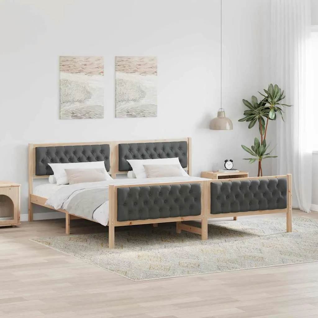 vidaXL Krevetna konstrukcija s uzglavljem Tamno siva 200 x 200 cm - Venlo