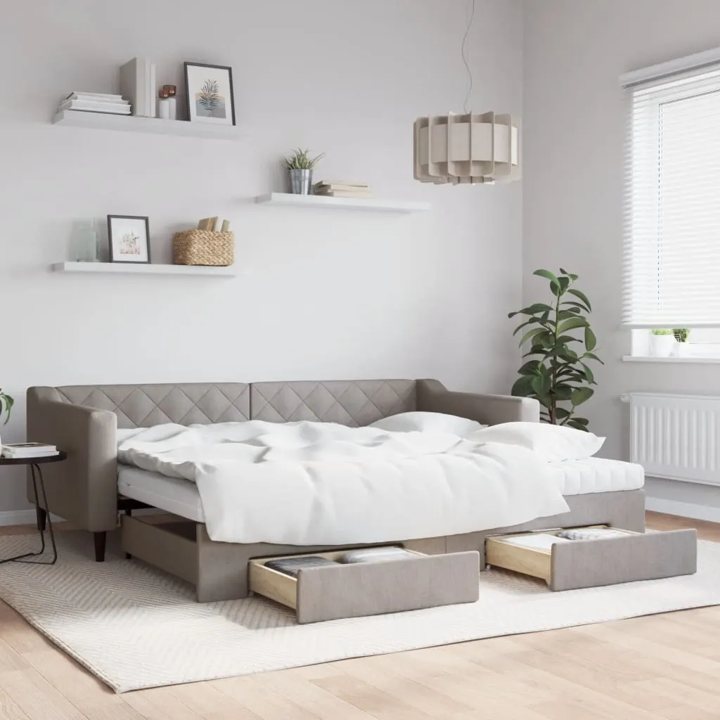 vidaXL Dnevni krevet na razvlačenje smeđesivi 90 x 200 cm od tkanine - Venlo