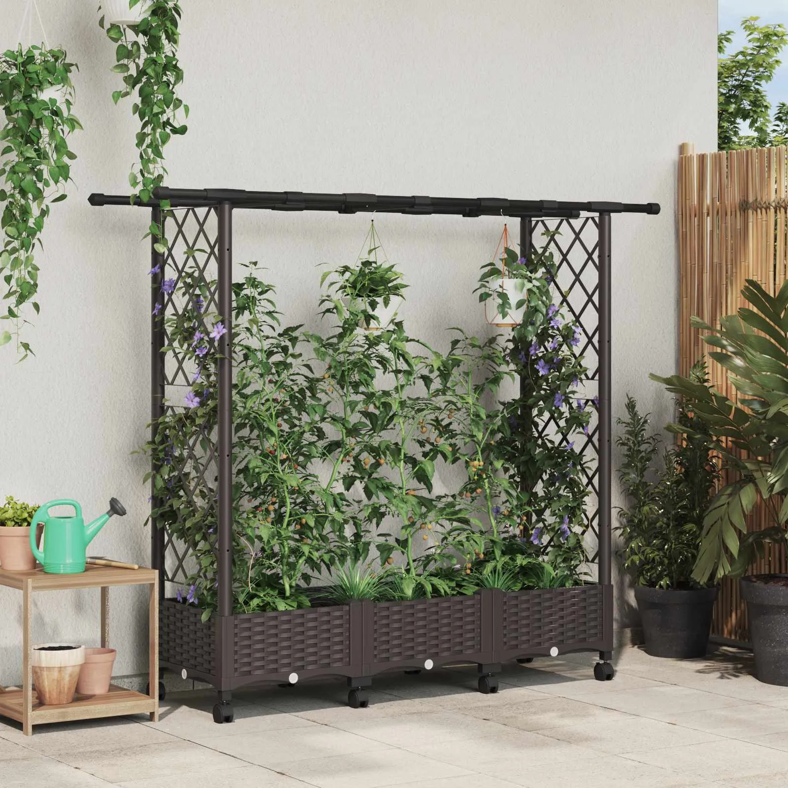vidaXL Povišeni krevet s mrežom i krovom Smeđa 164 x 40 x 127 cm PP - Venlo
