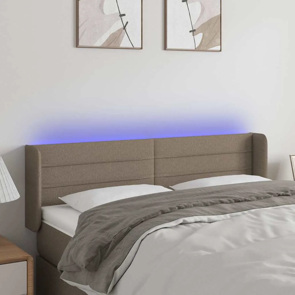 vidaXL LED uzglavlje smeđesivo 147x16x78/88 cm od tkanine - Venlo