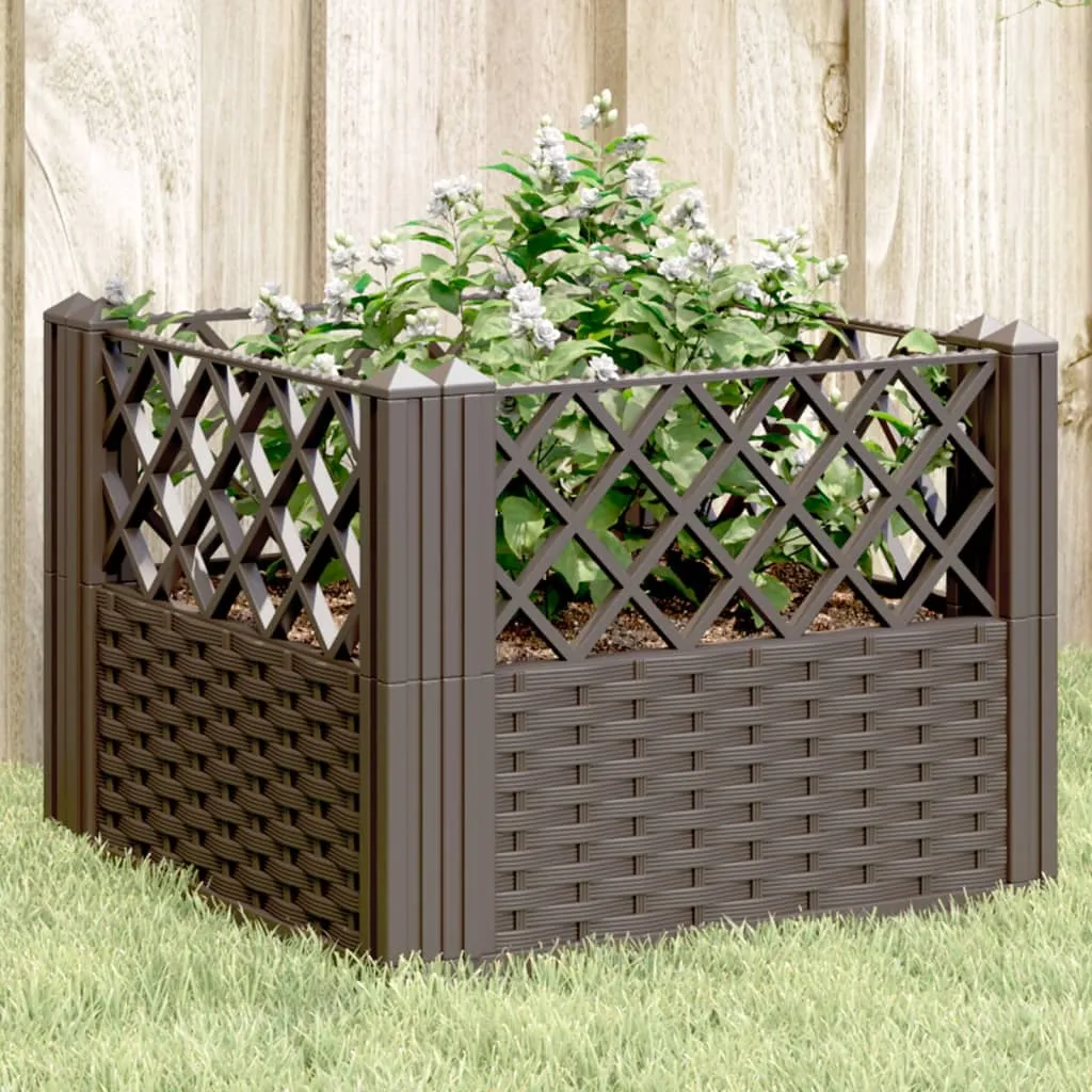 vidaXL Vrtna sadilica s klinovima smeđa 43,5x43,5x43,5 cm PP - Venlo