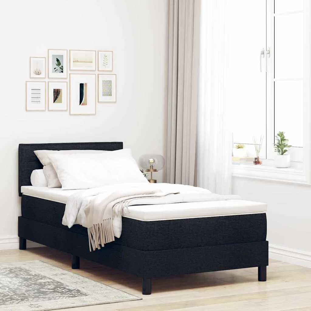 vidaXL Krevet s opruga kutije s uzglavljem Crna 90 x 190 cm tkanina - Venlo