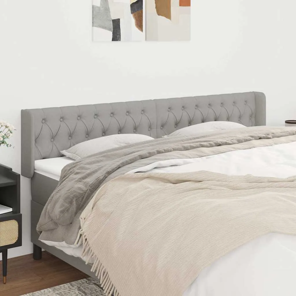 vidaXL Uzglavlje s ušima svjetlosivo 203x16x78/88 cm od tkanine - Venlo