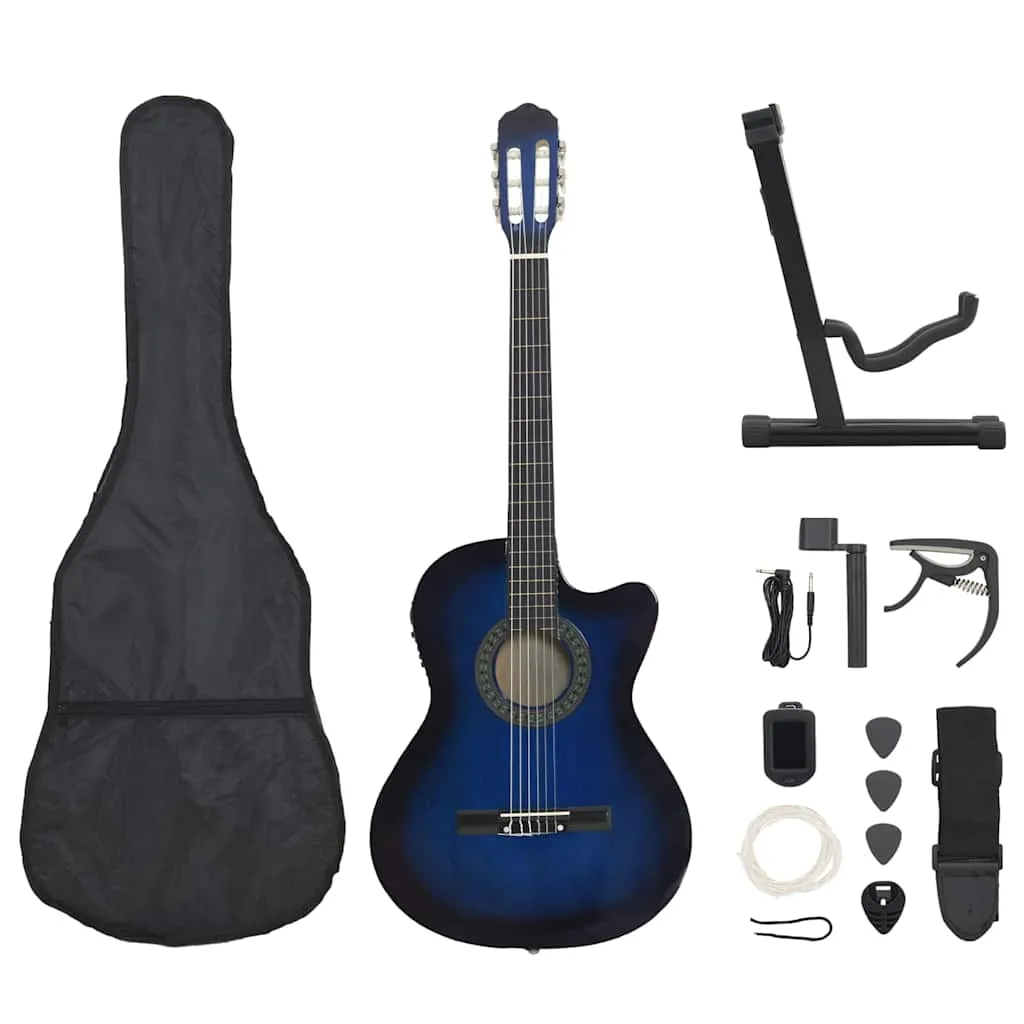 vidaxl 12-dijelni set gitare western s ujednačivačem i 6 žica plavi - slika 1