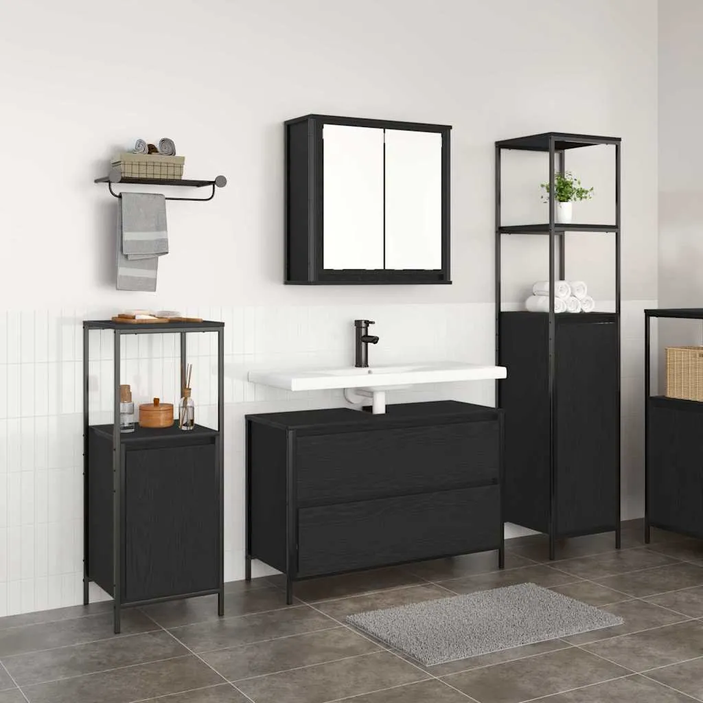 vidaXL Set namještaja za kupaonicu 3 kom. Crni hrast 90 x 34,5 x 60 cm - Venlo