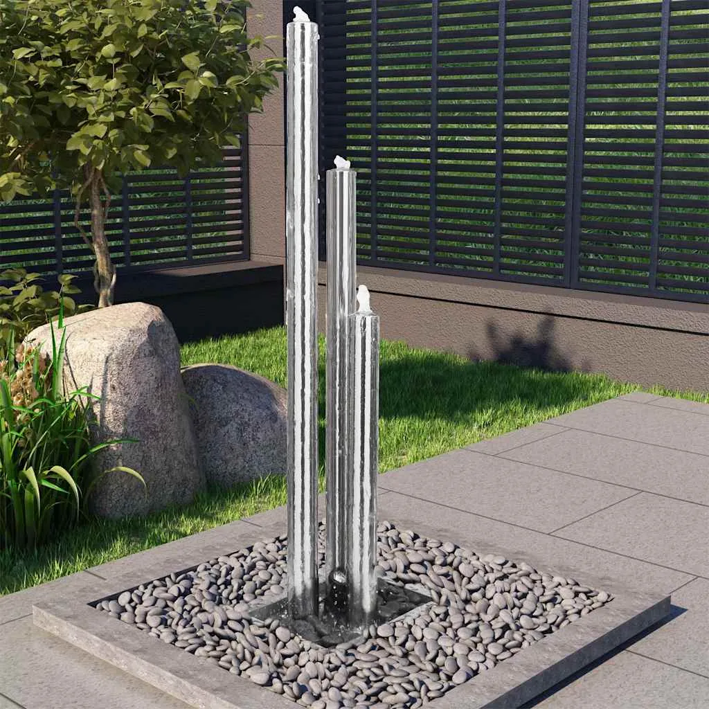 vidaXL Vrtna fontana srebrna 48 x 34 x 153 cm od nehrđajućeg čelika - Venlo