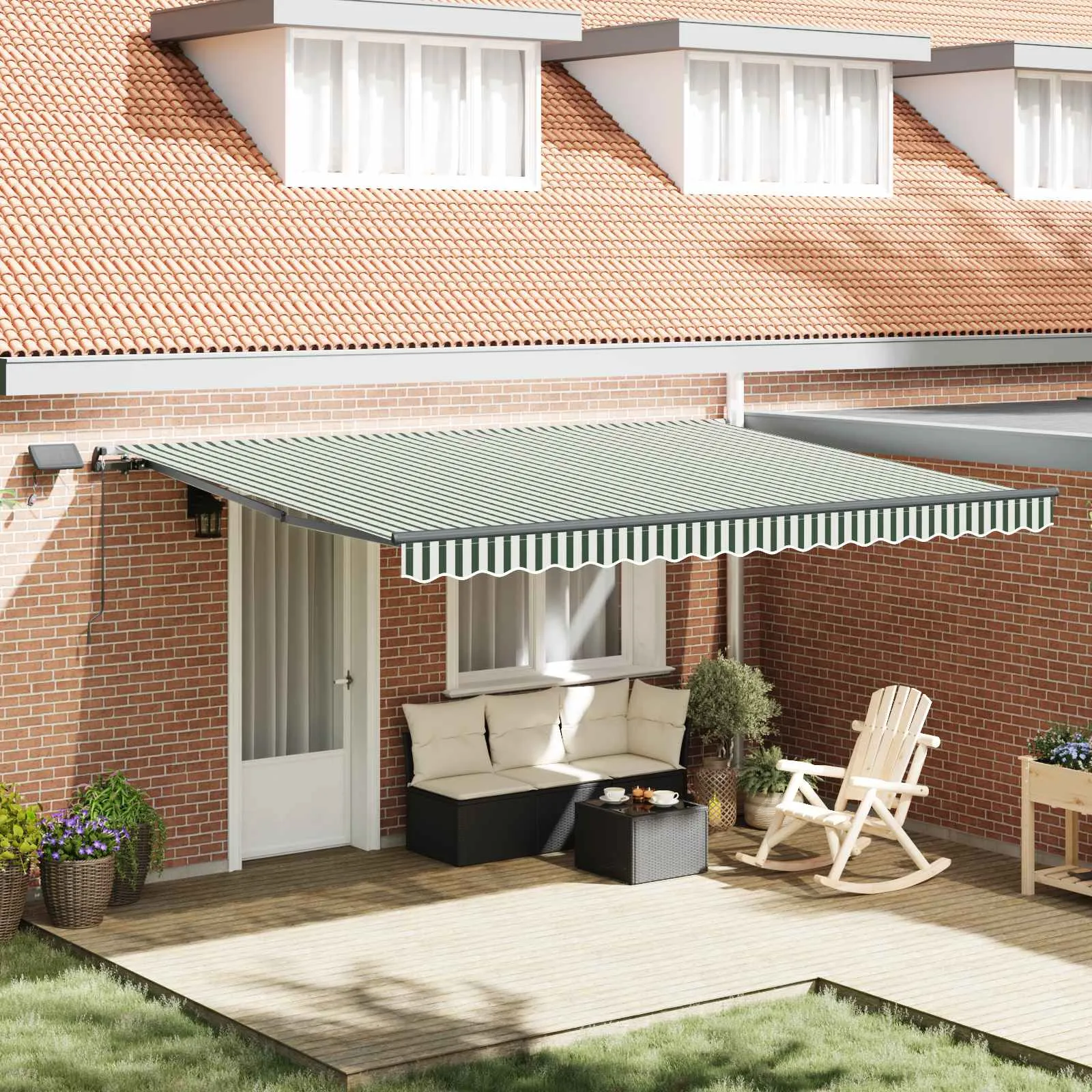 vidaXL Povlačivi tende Zelena i bijela 450 × 350 cm Tkanina i Aluminij - Venlo
