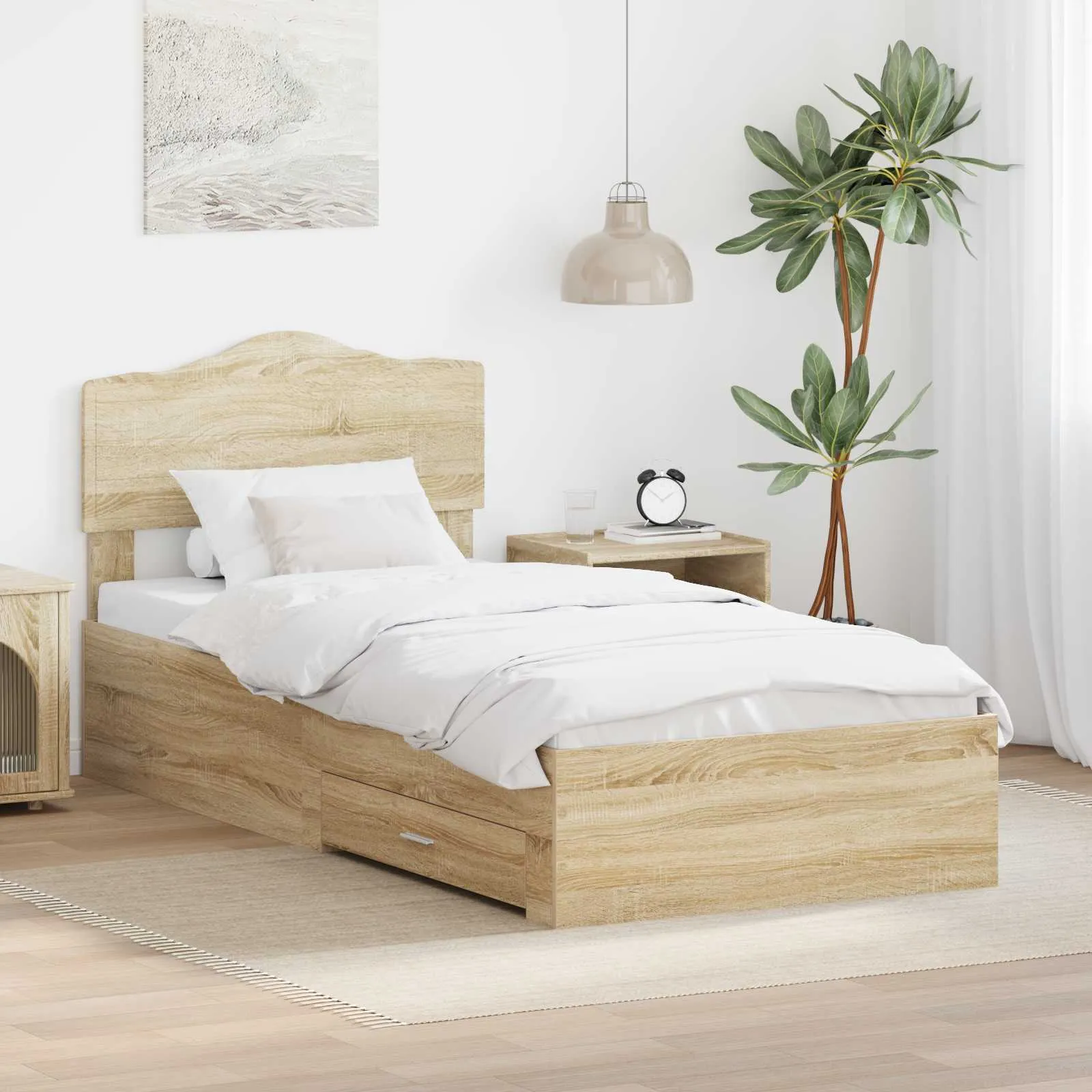 vidaXL Krevetna konstrukcija s ladicama Sonoma hrast 90 x 200 cm - Venlo