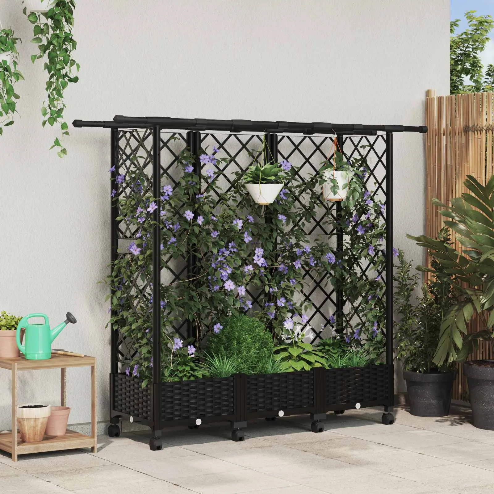 vidaXL Povišeni krevet s mrežom i krovom Crna 164 x 40 x 127 cm PP - Venlo