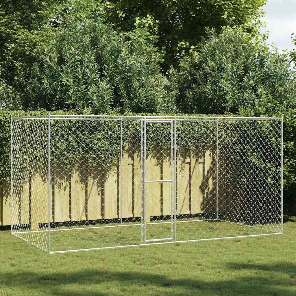 vidaXL Kavez za pse Srebrno 400 x 200 x 200 cm Cinkani čelik - Venlo