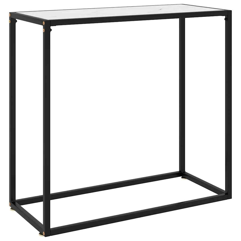 vidaXL Konzolni stol bijeli 80 x 35 x 75 cm od kaljenog stakla - Venlo