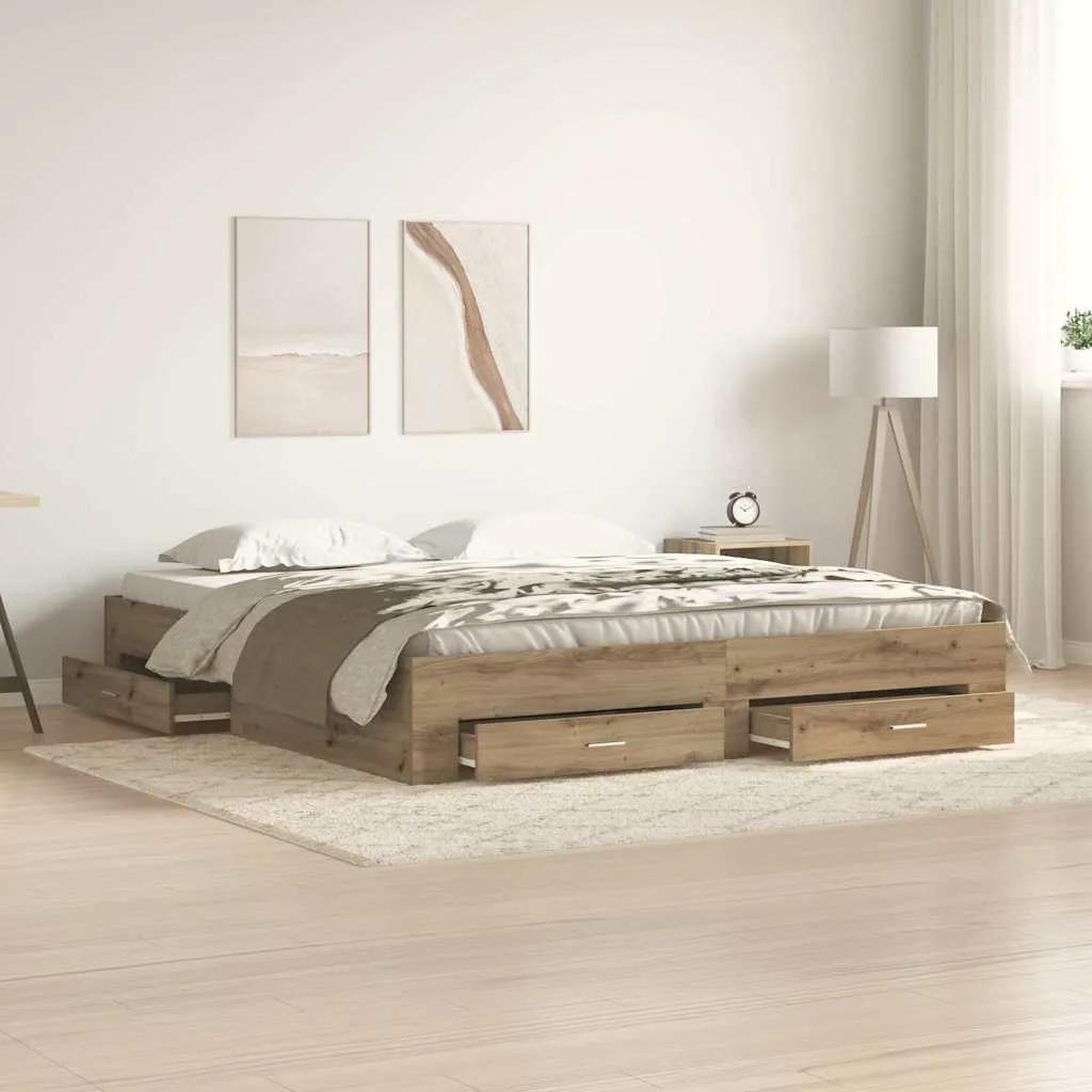 vidaXL Krevetna konstrukcija s ladicama Umjetnički hrast 180 x 200 cm - Venlo
