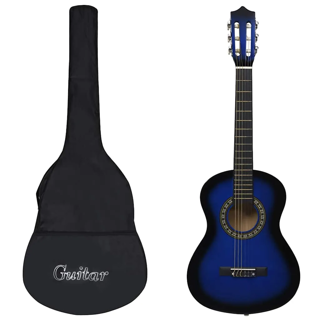 vidaxl klasična gitara za početnike i djecu s torbom plava 1/2 34 " - slika 1