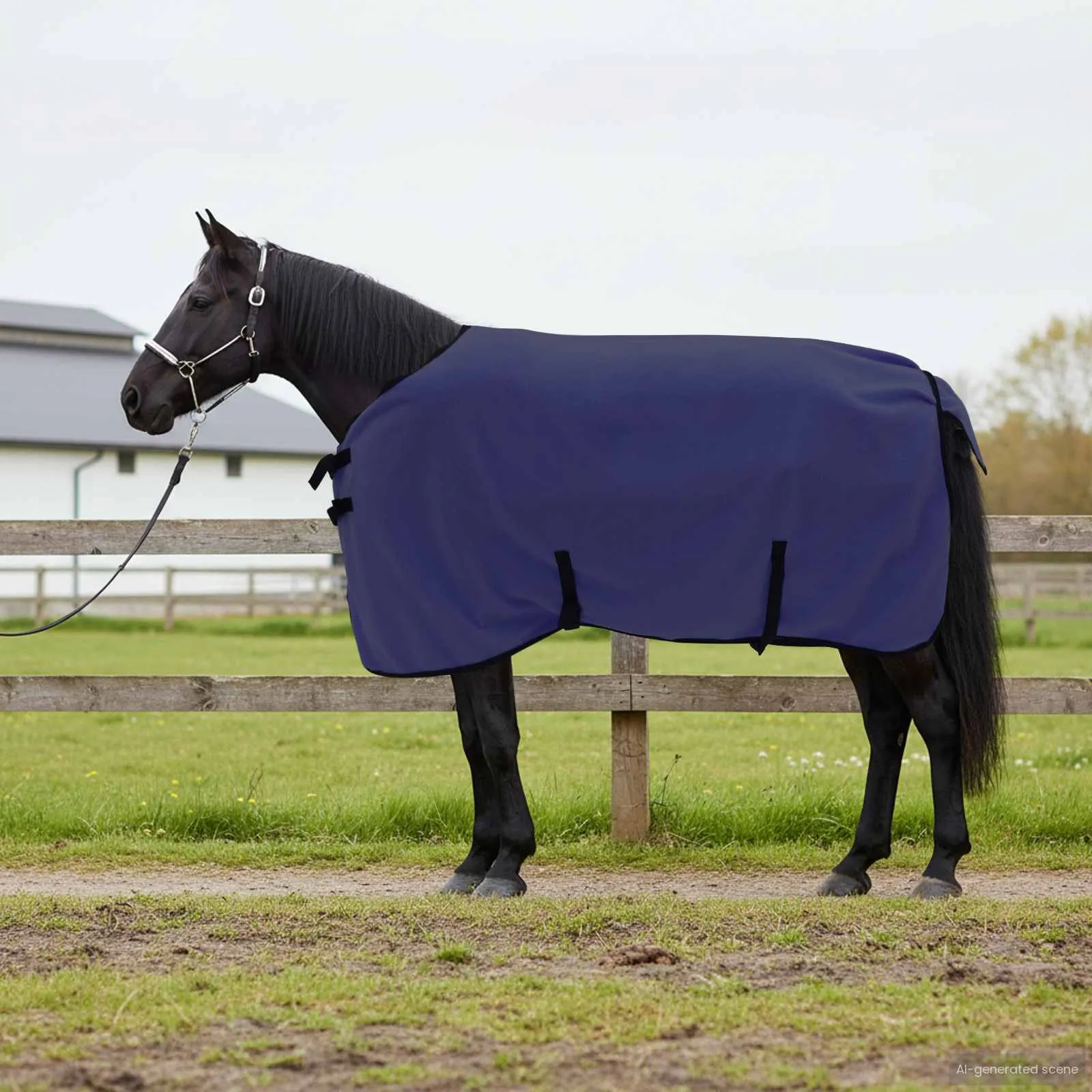 vidaxl pokrivač za konje mornarsko plava 85 cm poliester fleece - slika 1