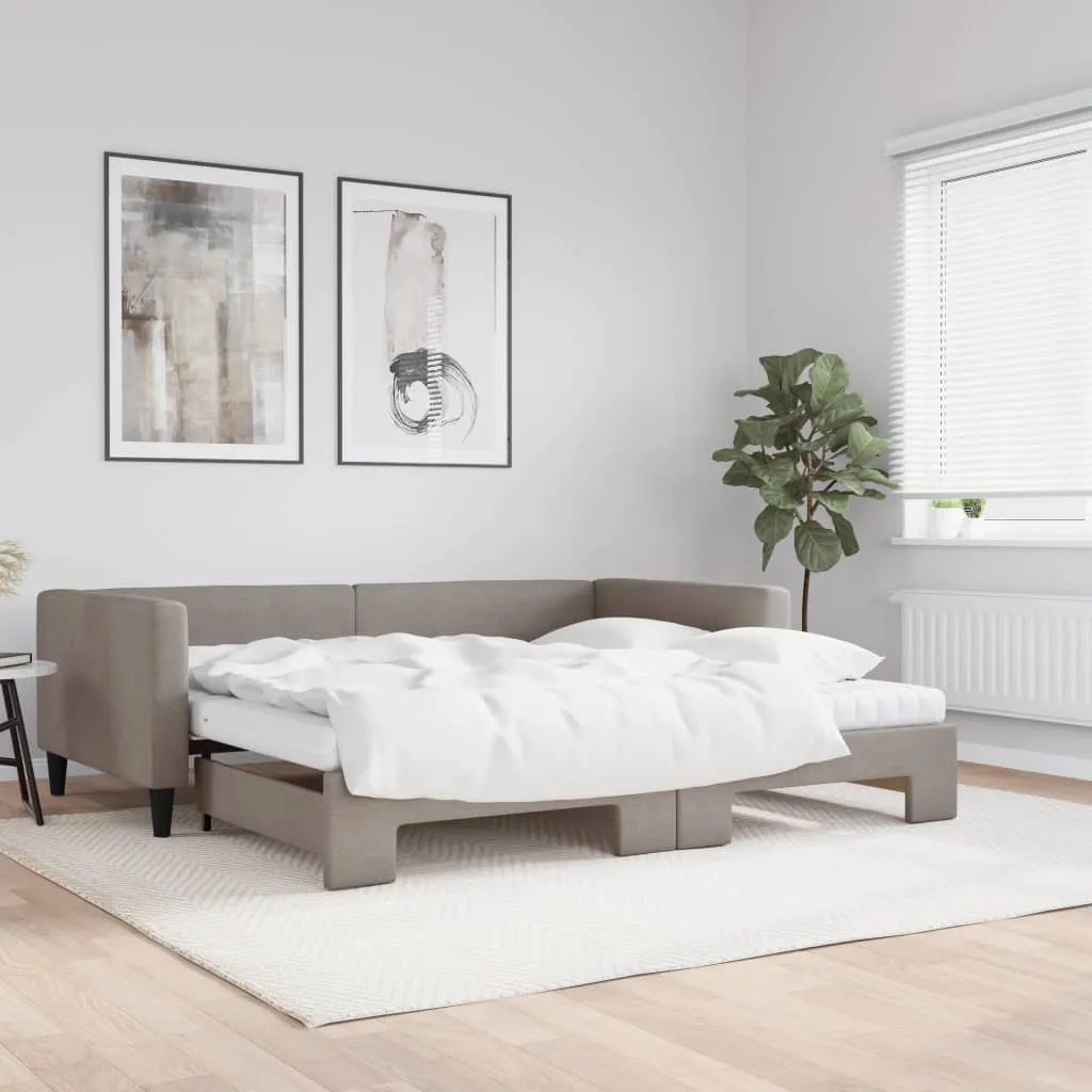 vidaXL Dnevni krevet na razvlačenje smeđesivi 100 x 200 cm od tkanine - Venlo