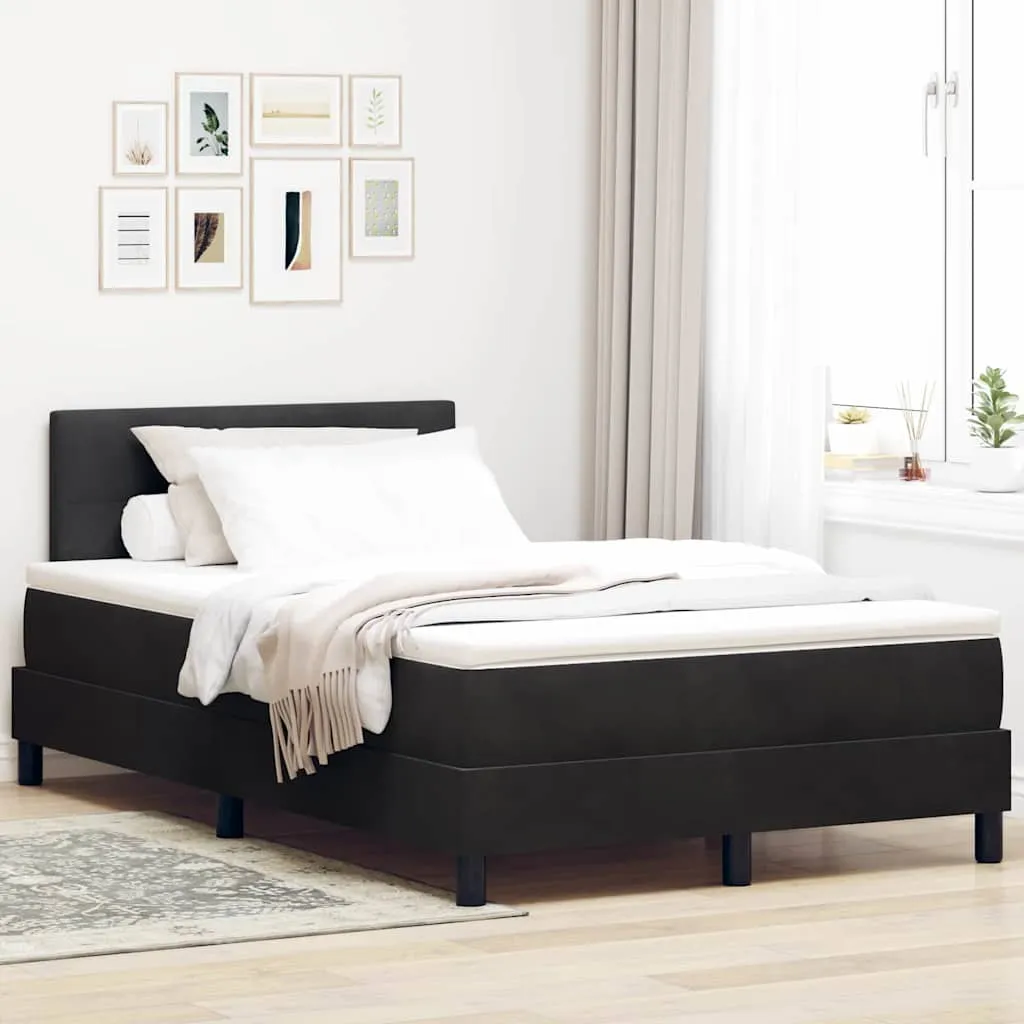 vidaXL Krevet s opruga kutije s uzglavljem Crna 120 x 190 cm Baršun - Venlo