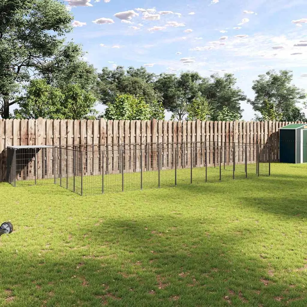 vidaxl kavez za pse crni 26,62 m² čelični - slika 1