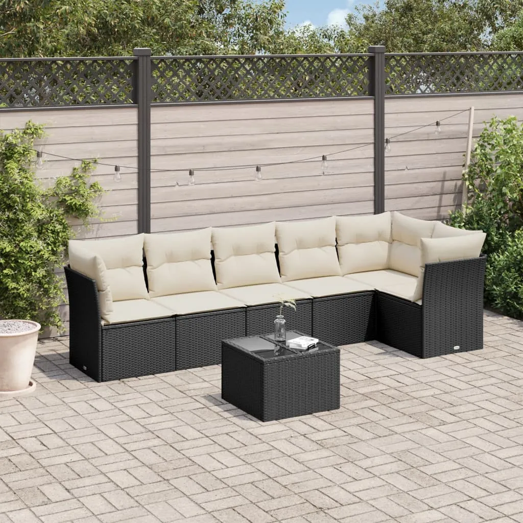 vidaXL 7-dijelni set vrtnih sofa od poliratana s jastucima crni - Venlo