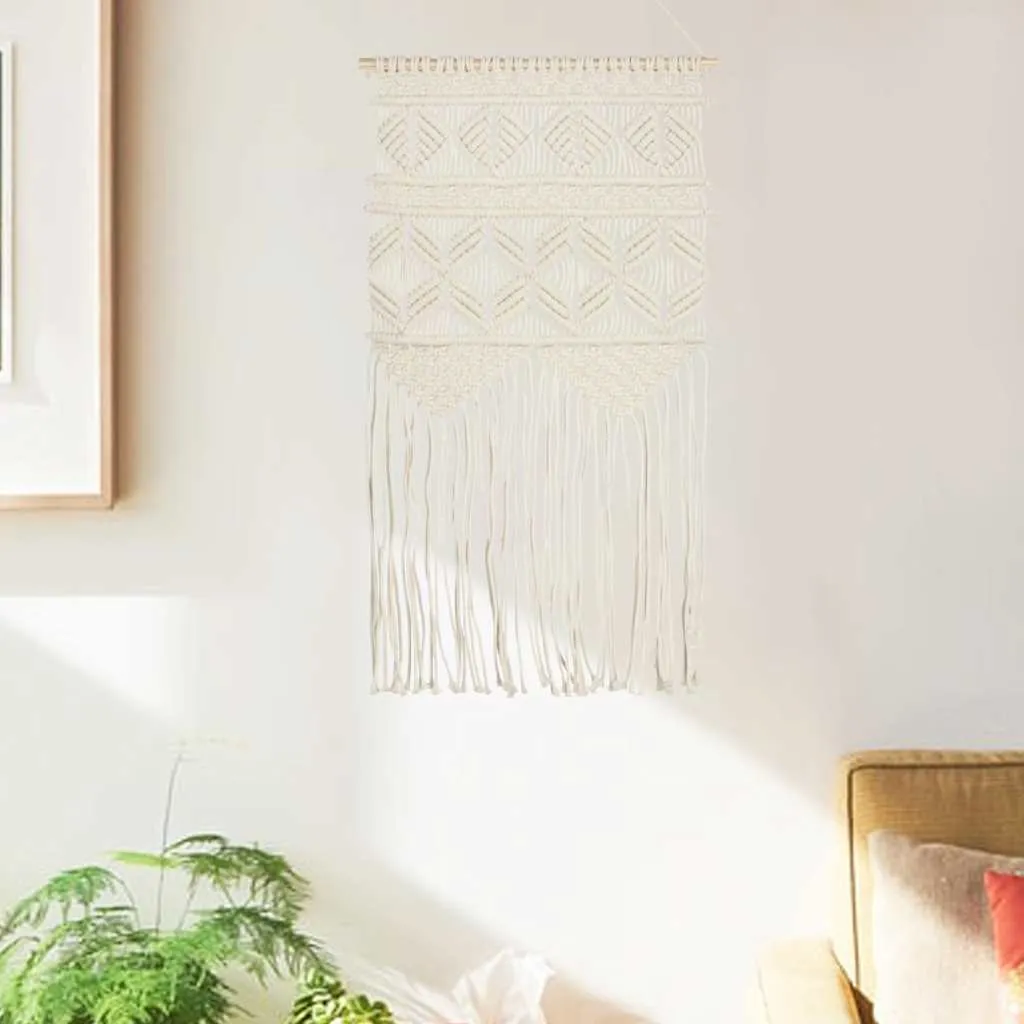 vidaxl zidna vješalica s makrameom 40 x 80 cm pamučna - slika 1