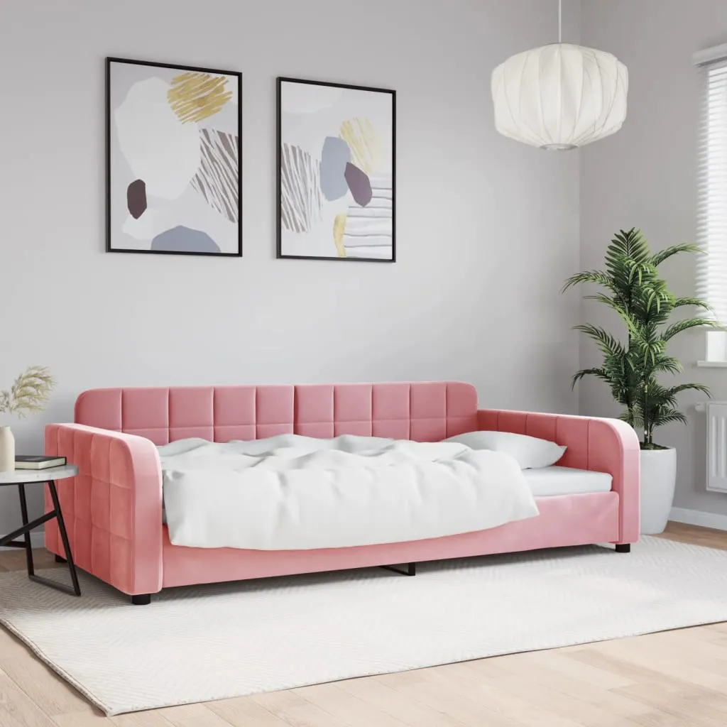 vidaXL Dnevni krevet ružičasti 100 x 200 cm baršunasti - Venlo