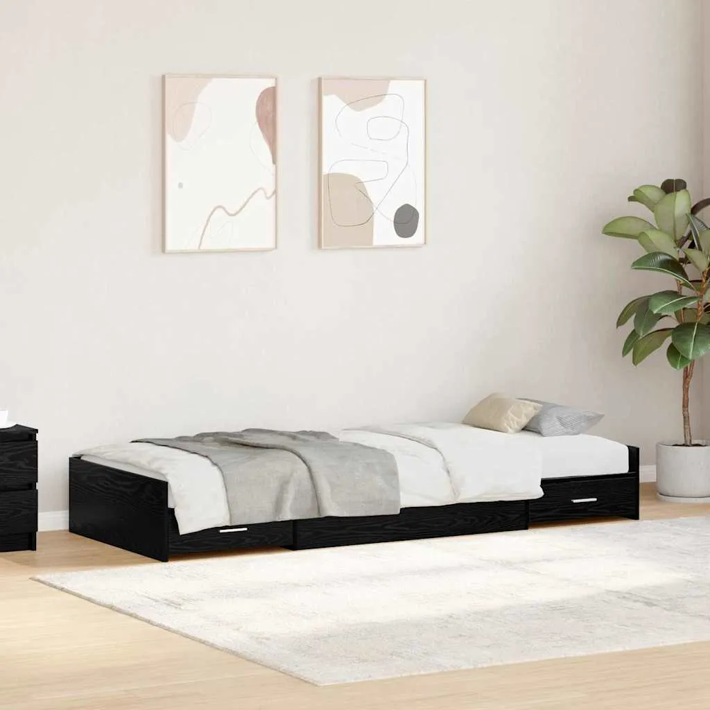 vidaXL Krevetna konstrukcija Crni hrast 90 x 200 cm Konstruirano drvo - Venlo