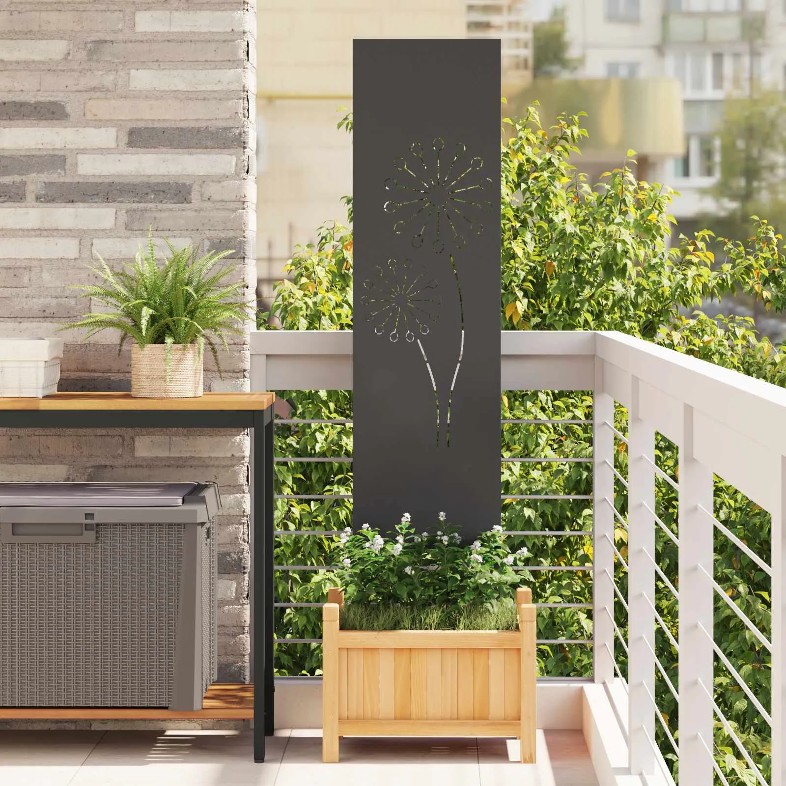 vidaxl privatnost u vrtu crna 32 x 140 cm hladno valjana čelična - slika 1
