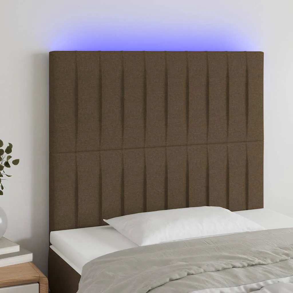 vidaXL LED uzglavlje tamnosmeđe 80x5x118/128 cm od tkanine - Venlo